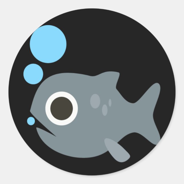 Cute Emoji Fish Classic Round Sticker (Front)