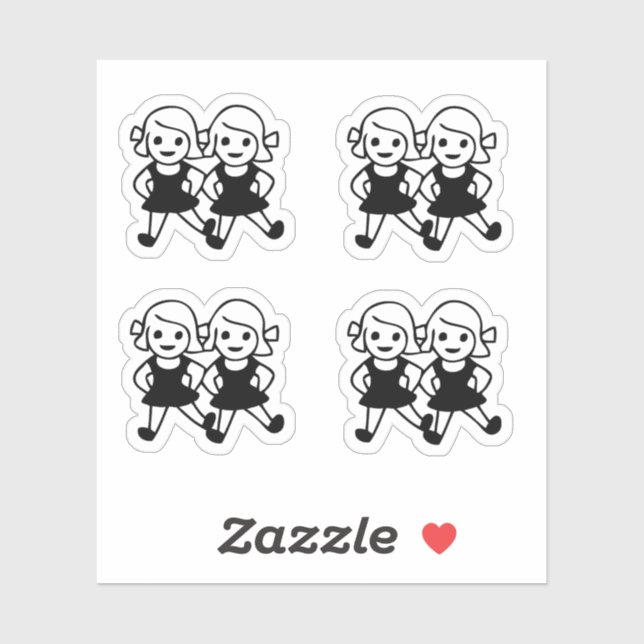 Cute Emoji Girl Friends Sticker (Sheet)