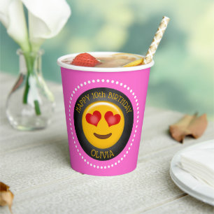 Cute Emoji Girl's Birthday Party Paper Cups