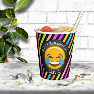 Cute Emoji Girl's Birthday Party Paper Cups