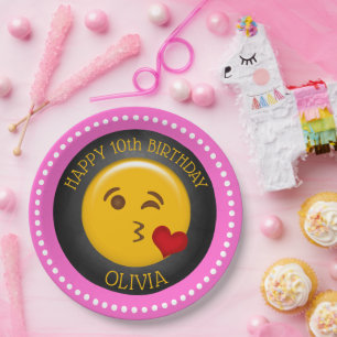 Cute Emoji Girl's Birthday Party Paper Plate