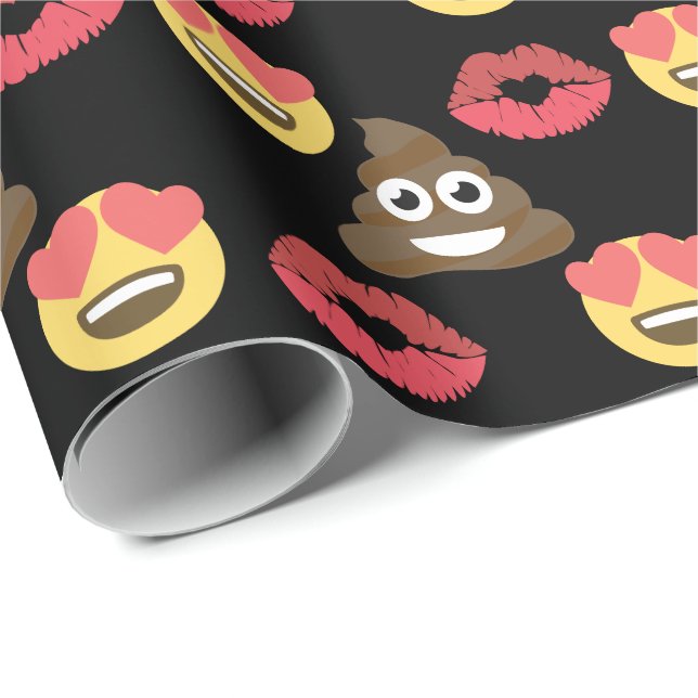 Cute Emoji in love, Poop emoji & kisses Wrapping Paper (Roll Corner)