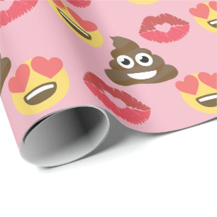 Cute Emoji in love, Poop emoji & kisses Wrapping Paper