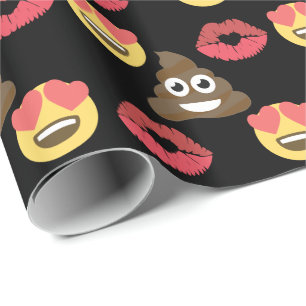 Cute Emoji in love, Poop emoji & kisses Wrapping Paper