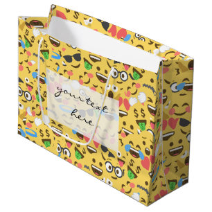 cute emoji love hears kiss smile laugh pattern large gift bag