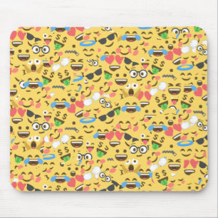 cute emoji love hears kiss smile laugh pattern mouse mat