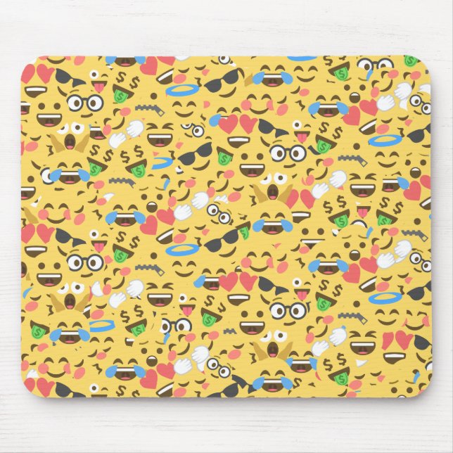cute emoji love hears kiss smile laugh pattern mouse mat (Front)