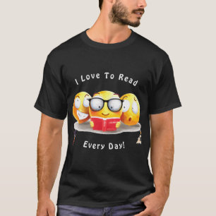 Cute Emoji Love Reading Book Personalize  T-Shirt