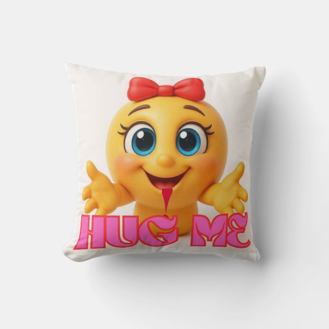 Cute Emoji Pillow – Kawaii Smile Face Home Decor (Front)