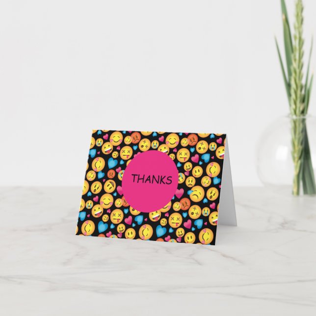 Cute Emoji Print All Occasion Thank You Note Card (Front)