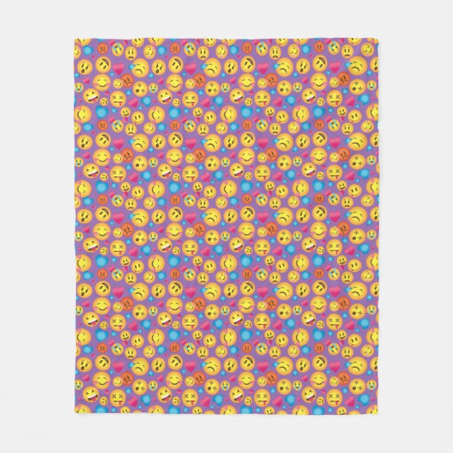 Cute Emoji Print on Lt Purple Blanket (Front)