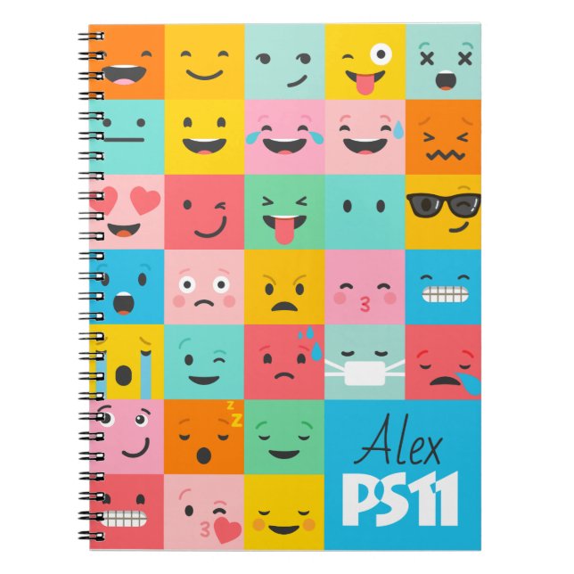 Cute Emoji School Logo Notebook (Front)