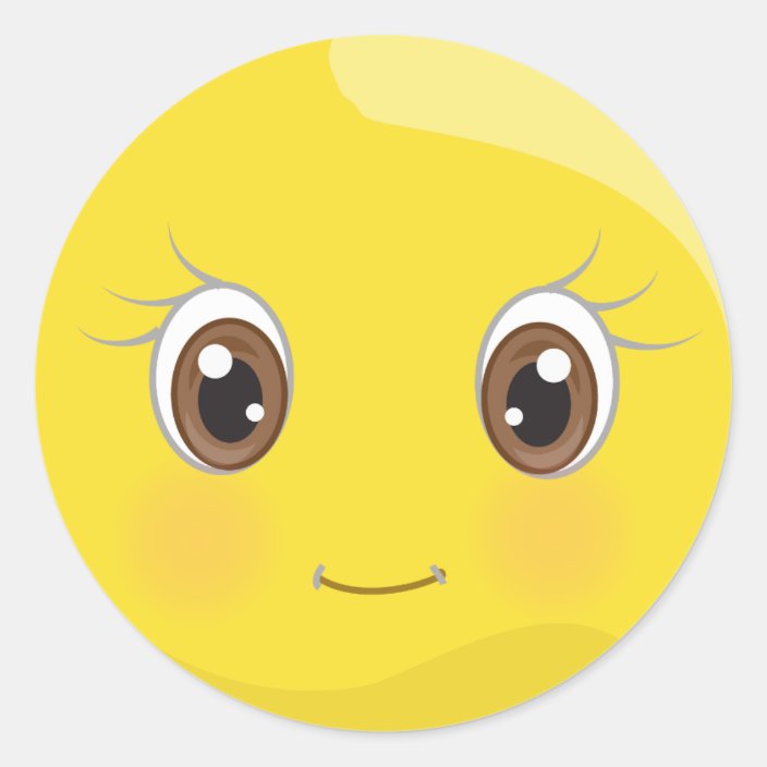 Cute Emoji With Eyelashes Stickers | Zazzle.co.uk