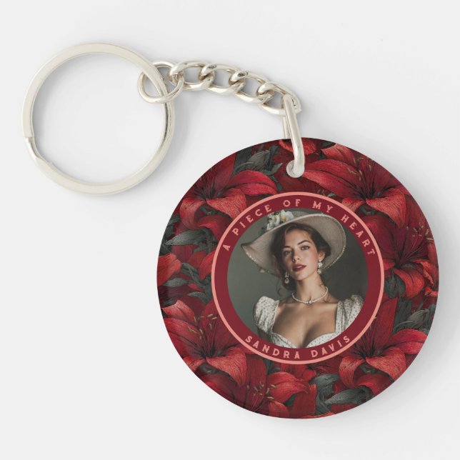 Cute emotional keepsake Lilies Flower Key Ring (Front)