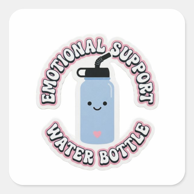 Cute Emotional Support Water Bottle Sticker - Kawa (Front)