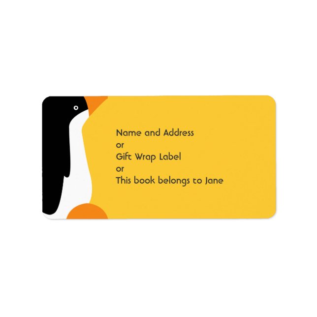 Cute Emperor Penguin Cartoon Name Address Label (Front)