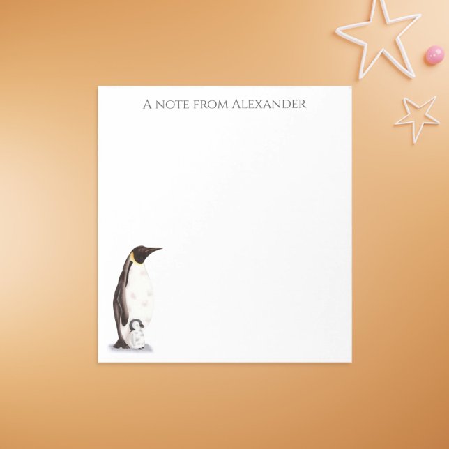 Cute emperor penguin with baby personalised notepad (Creator Uploaded)