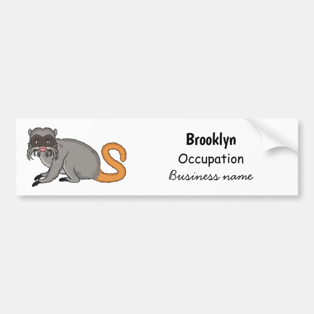 Cute Emperor Tamarin illustration cartoon Bumper Sticker (Front)