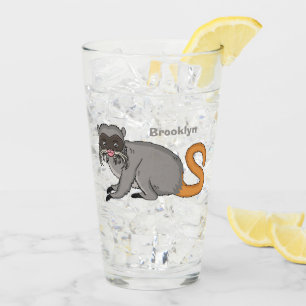 Cute Emperor Tamarin illustration cartoon Glass
