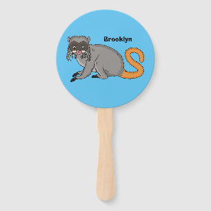 Cute Emperor Tamarin illustration cartoon  Hand Fan