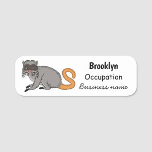 Cute Emperor Tamarin illustration cartoon Name Tag