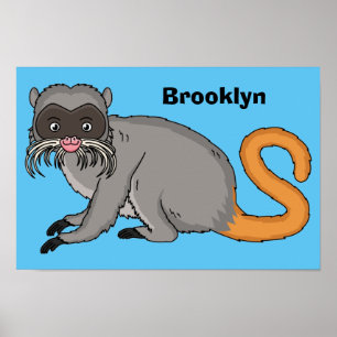 Cute Emperor Tamarin illustration cartoon  Poster
