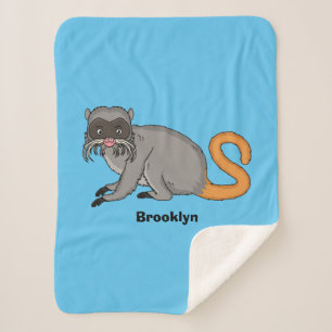 Cute Emperor Tamarin illustration cartoon Sherpa Blanket