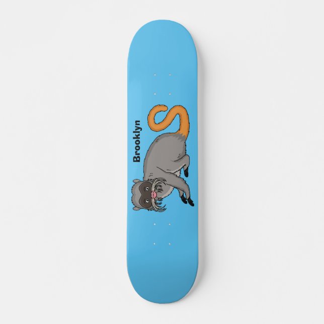 Cute Emperor Tamarin illustration cartoon  Skateboard (Front)