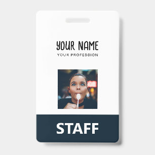 Cute Employee Name Photo Staff Tag ID Badge