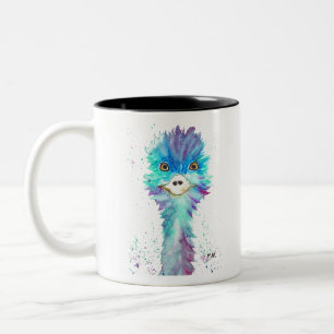 Cute emu bird watercolor Animals Kids  Two-Tone Coffee Mug