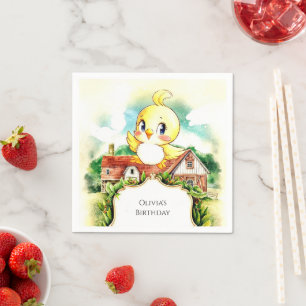 Cute Enchanted Chicken Birthday Napkin