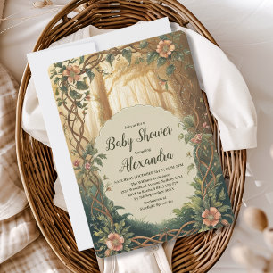 Cute Enchanted Forest Baby Shower Invitation