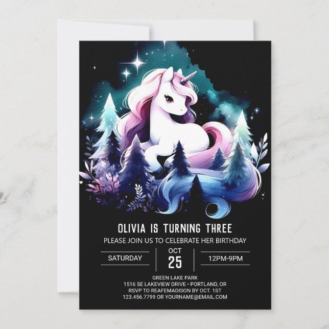 Cute Enchanted Horse Birthday  Invitation (Front)