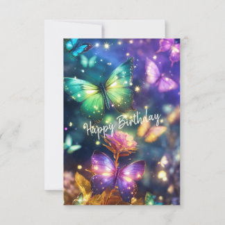 Cute Enchanted Magical Butterflies on Dark Purple Invitation