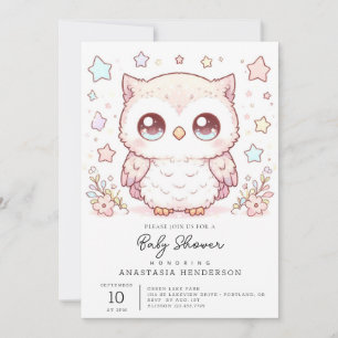 Cute Enchanted Owl Baby Shower Invitation