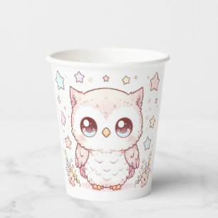 Cute Enchanted Owl Baby Shower Paper Cups