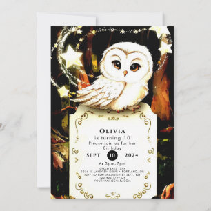 Cute Enchanted Owl Birthday Invitation