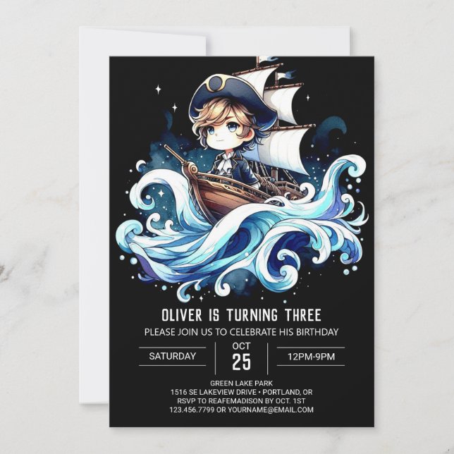 Cute Enchanted Pirate Birthday Invitation (Front)