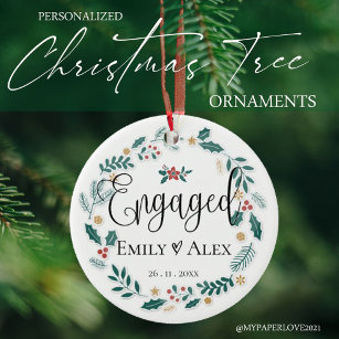 Cute    Engaged   Our First Christmas Ceramic Tree Decoration