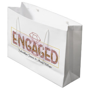 Cute engagement add names party large gift bag