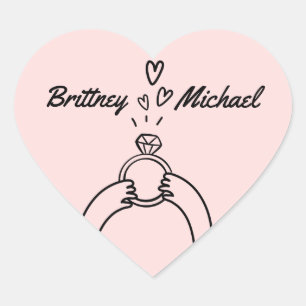 Cute Engagement Ring Heart Sticker