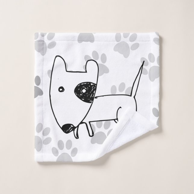 Cute English Bull Terrier Bath Towel Set (Wash Cloth)