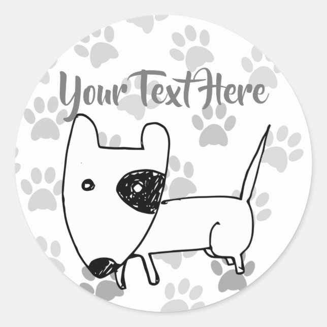 Cute English Bull Terrier Classic Round Sticker (Front)