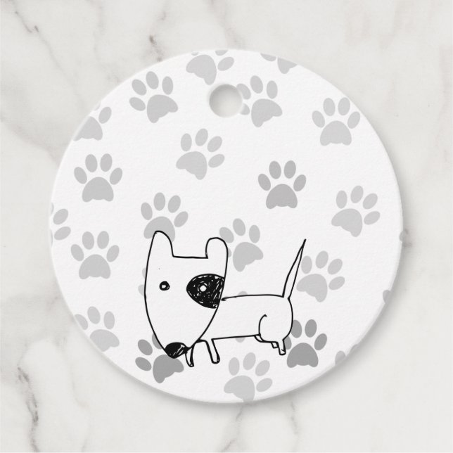 Cute English Bull Terrier Favour Tags (Front)