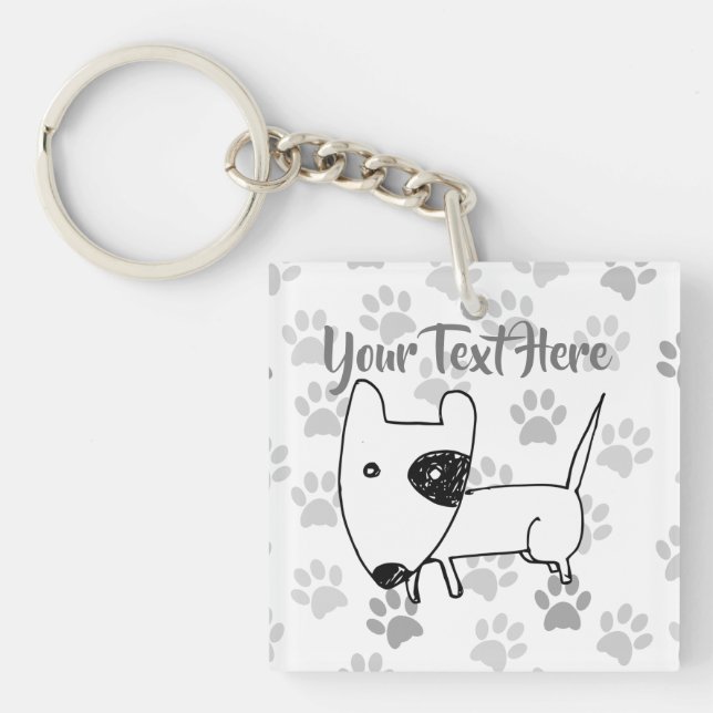 Cute English Bull Terrier Key Ring (Front)