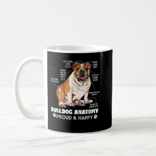 Cute English Bulldog Anatomy Dog Lover Funny Coffee Mug (Left)