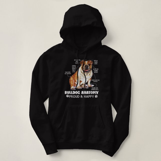Cute English Bulldog Anatomy Dog Lover Funny Hoodie (Design Front)