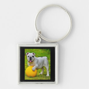 Cute English Bulldog Basketball Bulldog Lover Gift Key Ring