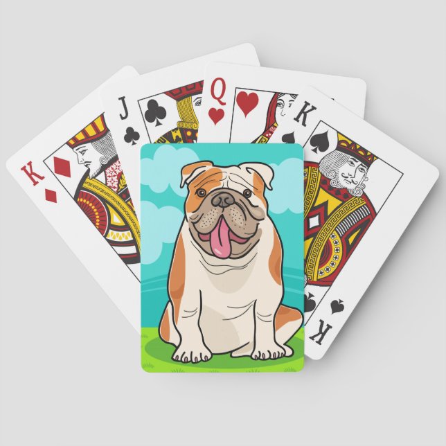 Cute English Bulldog Cartoon  Playing Cards (Back)