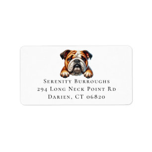 Cute English Bulldog Cartoon Puppy Dog Lover Label